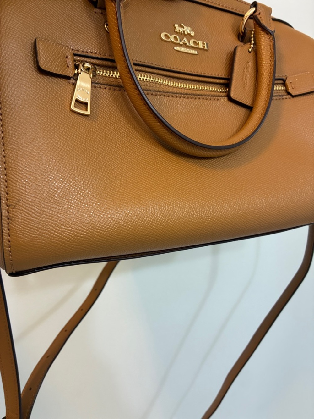 Coach  Saddle BrownLeather Rowan Boston Bag crossgrain - Picture 14 of 14
